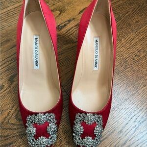 Manolo Blahnik Red Embellished Women's Shoes
